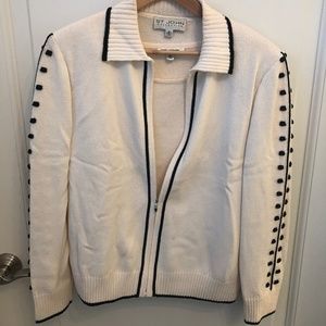 St. John Collection Knit Cream and Black Jacket 16
